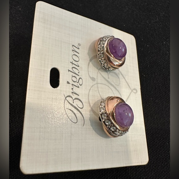 Brighton NWT Neptune’s Rings Earrings with Purple Stone and Crystals - Picture 2 of 7